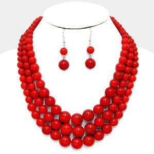 Multi-strand Howlite Bead Necklace Set